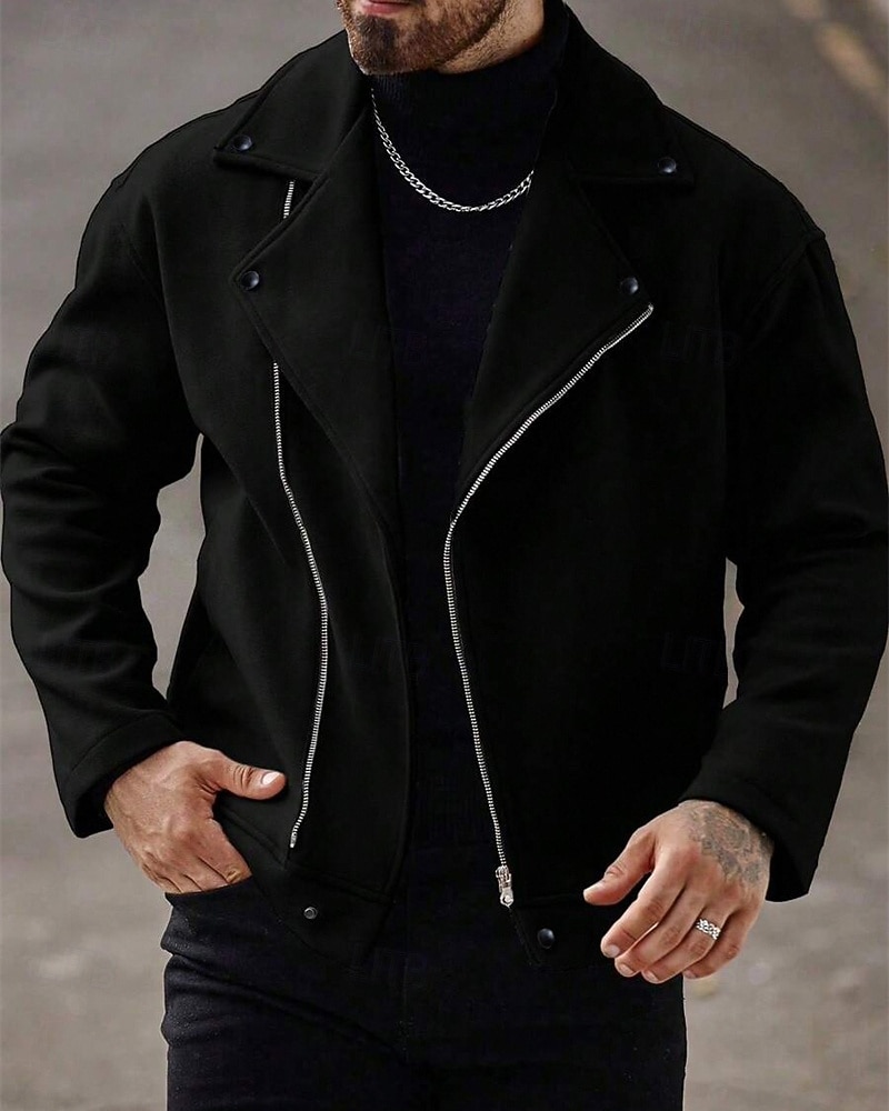 Men's Lightweight Jacket Casual Jacket Vacation Daily Breathable Pocket Spring Fall Plain Fashion Classic Lapel Regular Apricot Black Khaki Gray Jacket 2026 - $30.99 –P3