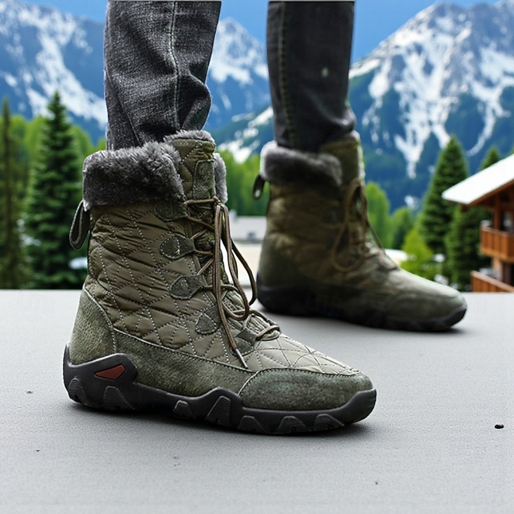 Ανδρικές αδιάβροχες μονωμένες χειμερινές μπότες - αντιολισθητικές ζεστές καπιτονέ μπότες χιονιού για υπαίθρια πεζοπορία και κρύο καιρό 2026 - $69.99 –P4