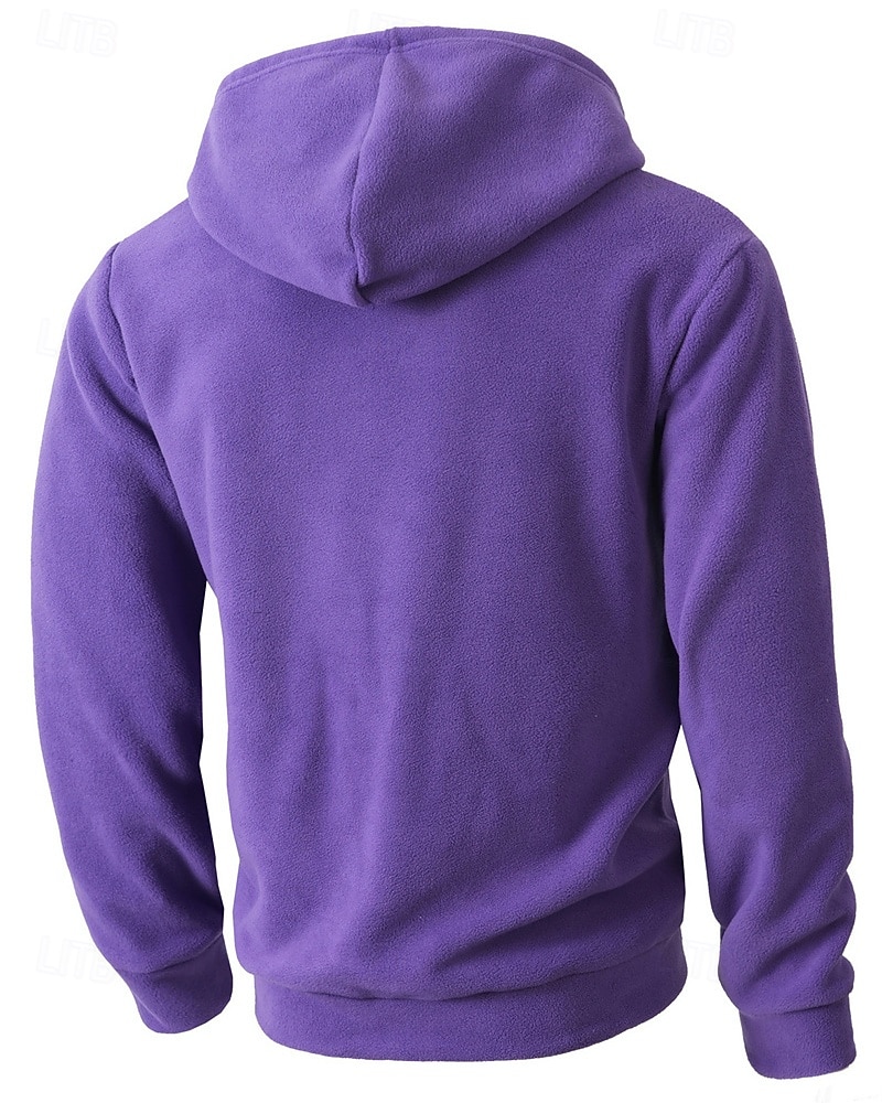 2026年 男性用 パーカー クォータージッパーパーカー フリースパーカー ブルー ブラック パープル ライトグレー ダックグレー フード付き 平織り ジッパー ポケット スポーツ 日常 祝日 ポリエステル ストリートファッション ベーシック カジュアル 秋 冬 衣類 パーカー トレーナー  コレクション – $32.99 –P17