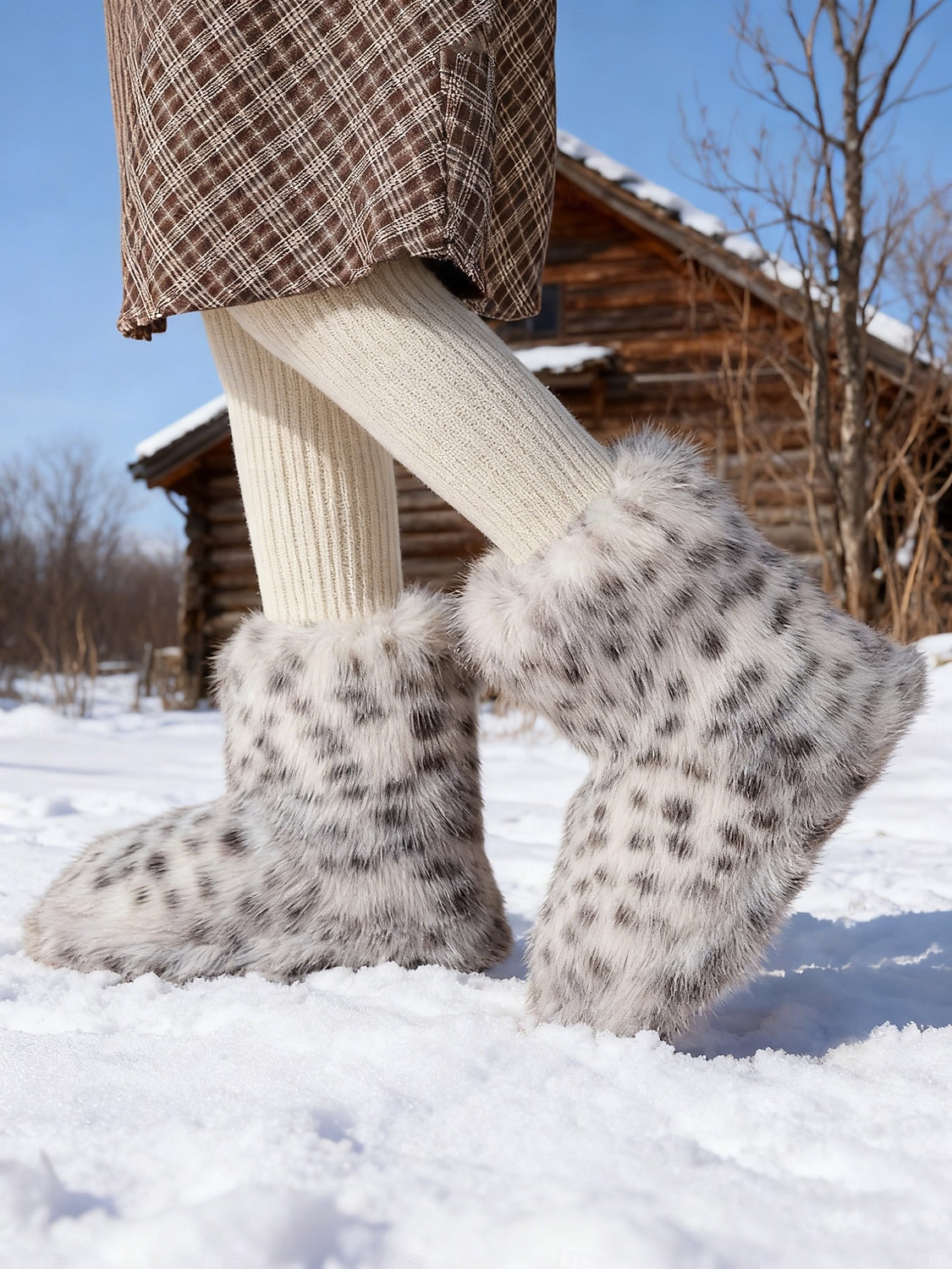 Women's Leopard Print Faux Fur Snow Boots - Cozy Winter Booties with Soft Faux Fur Lining, Stylish and Warm for Cold Weather and Outdoor Activities 2025 - $29.99 –P5