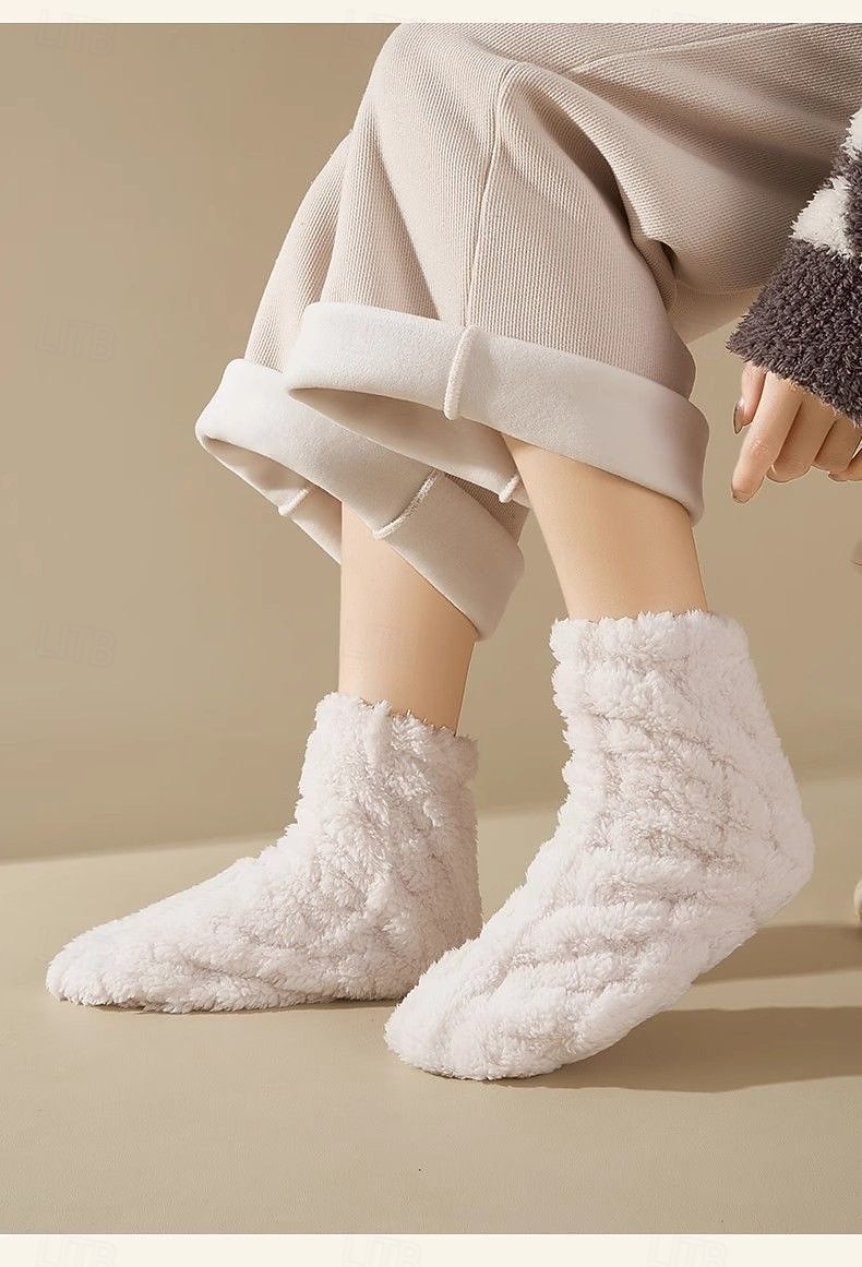 Calzini invernali caldi da notte per donna e uomo, foderati in pile spesso, calzini anti-freddo in peluche, morbidi e comodi, antiscivolo, a metà polpaccio del 2026 a $9.49 –P3