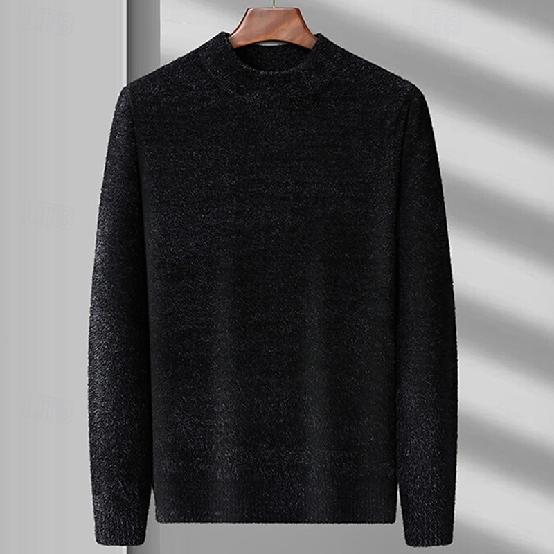 Miesten Neulepusero Neulottu villapaita Joustin Neuloa Tavalliset topit Kudottu Tavallinen Tiukka pyöreä kaula-aukko Muoti Perus Loma Arki-asut Vaatetus Syksy Talvi Laivaston sininen Sininen M L XL 2026 - $36.99 –P4