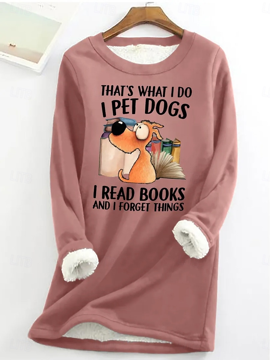 Dámské Svetrová mikina Šňůrky Tisk Grafika Zvíře Písmeno Teplé Na běžné nošení Fuzzy Dlouhý rukáv Kulatý Běžné topy Ležérní ulice Černá Tmavě růžová Šedá Jaro Podzim Zima 2026 - $27.99 –P3