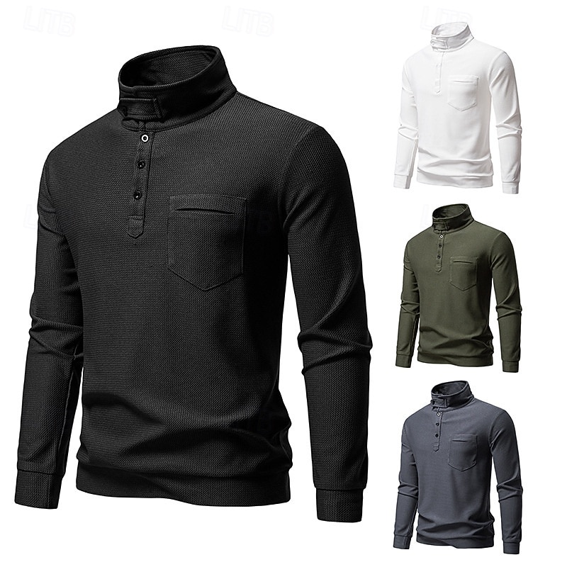 Herre Genser Svart Hvit Militærgrønn Mørkegrå Opprett krage عادي Lomme Sport & Utendørs Daglig Ferie Polyester Gatemote Grunnleggende Fritid Vår Høst Klær Gensere Gensere 2026 - $30.99 –P1