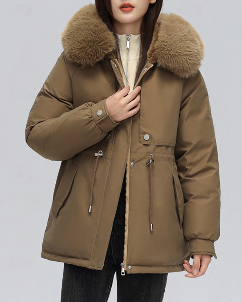 Per donna Giacca imbottita Giacca in Pile Cappotto in Pelliccia Sintetica Caldo Confortevole Cerniera Bottoni Collo in Pelliccia Casual Semplice Vacanza Streetwear Abbigliamento quotidiano Uscire del 2025 a $55.99 –P1