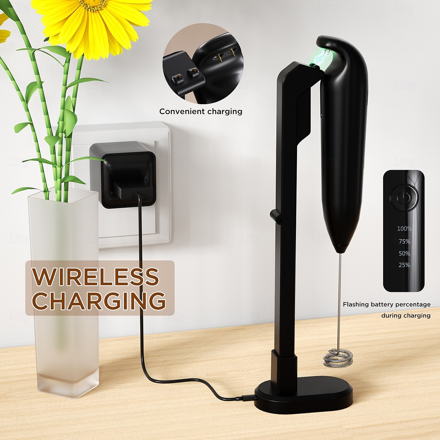 Electric Milk Frother Handheld Rechargeable 3 Heads 3 Speeds Portable Stainless Steel Drink Foam Mixer with LED Digital Display for Milk Coffee Lattes Cappuccino Matcha 2026 - $31.99 –P5