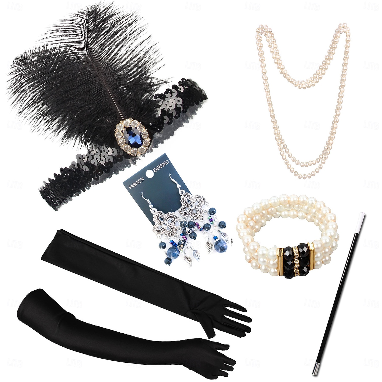 Conjunto Rugido 20s 1920s Retro Antiguo Diadema de estilo flapper Para la Cabeza Conjunto de accesorios El gran Gatsby Chica de la aleta Pluma Disfraz Mujer Navidad Carnaval Mascarada Fiesta temática 2026 - $22.05 –P8