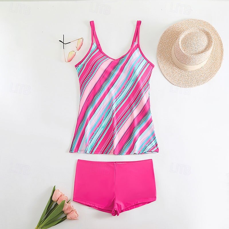 Γυναικεία Μαγιό 2 κομμάτι Σορτσάκια Μαγιό Εξώπλατο Διακοπές Ρούχα παραλίας Ριγέ Στρογγυλή Λαιμόκοψη Αμάνικο Μαγιό 2026 - $28.99 –P3