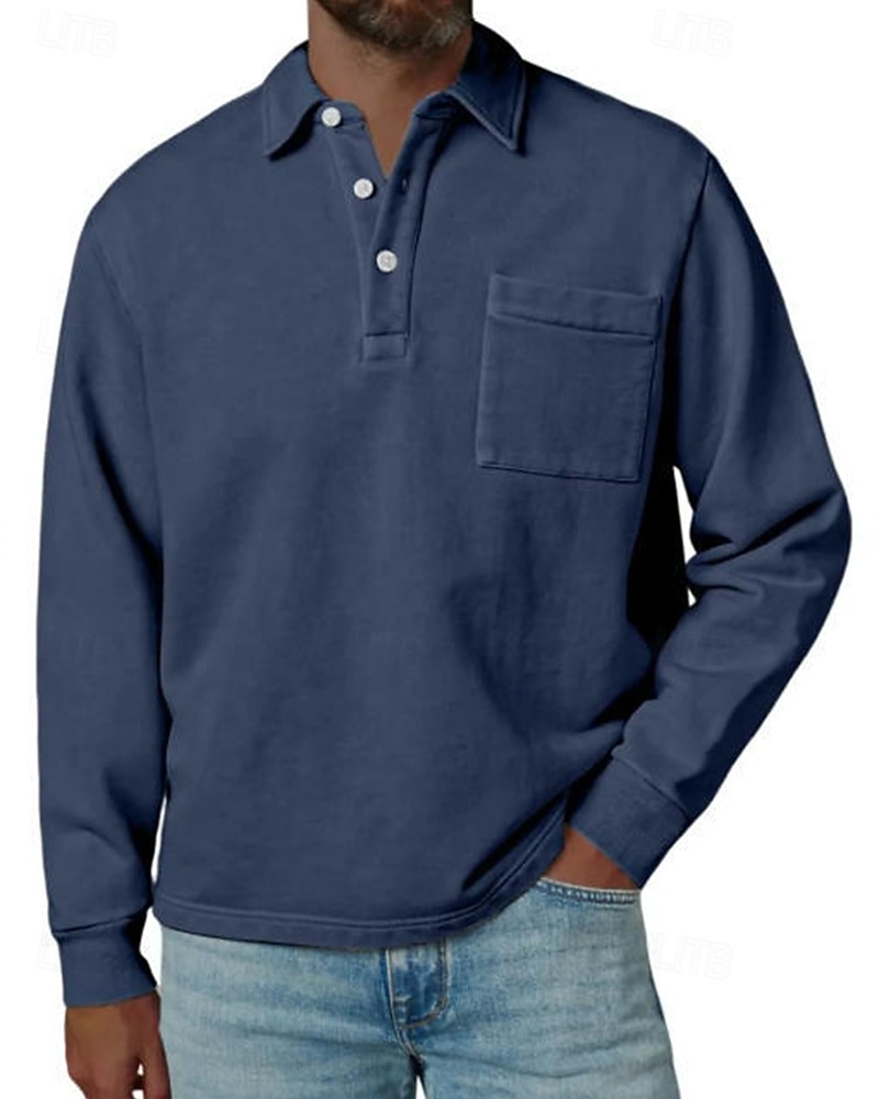 Per uomo Maglia da golf Polo da Golf Casuale Lavoro Bavero Manica Lunga Essenziale Moderno Semplice Bottoni Tasca Frontale Primavera Autunno Vestibilità regolare Blu Nero Blu marino Viola Marrone del 2026 a $31.99 –P7