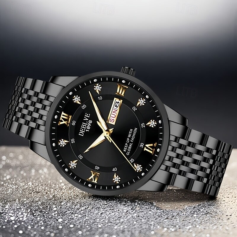 Fashionable Men's Wristwatch High-end Men's Quartz Watch Date Calendar Luminous Dial Rhinestone Decoration The Best Gift Choice for Men 2026 - $20.99 –P5