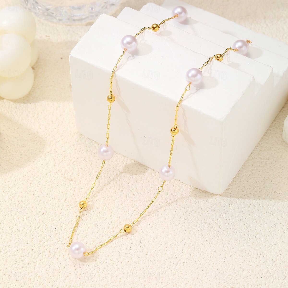 Förgyllt pärlhalsband med fina pärlor – eleganta minimalistiska smycken för kvinnor 2026 - $9.99 –P5