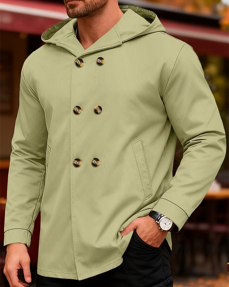 Per uomo Giacca Leggera Giacca Casual Giacca con Cappuccio All'aperto Quotidiano Doppiopetto Primavera Autunno Semplice Streetwear Quotidiano Con Cappuccio Regolare Blu Nero Verde chiaro Rosso Cachi del 2026 a $33.99 –P2