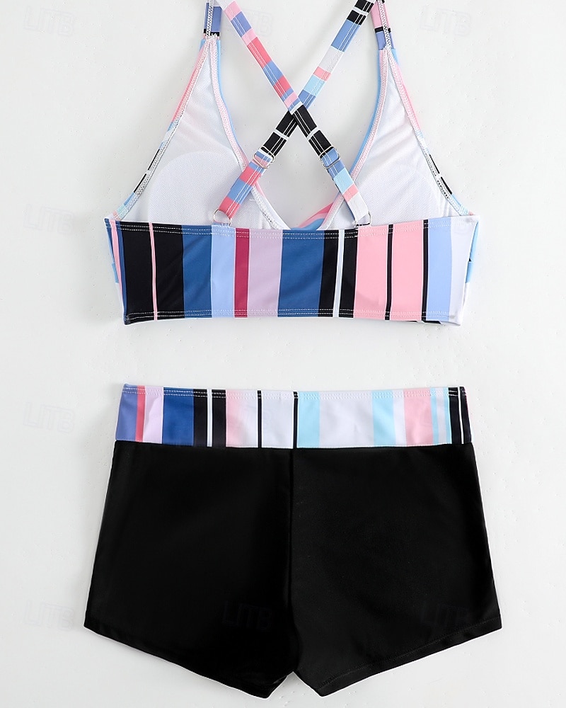 Women's Swimwear 2 Piece Shorts Swimsuit Backless Vacation Beach Wear Geometic V Neck Sleeveless Bathing Suits 2026 - $24.99 –P6
