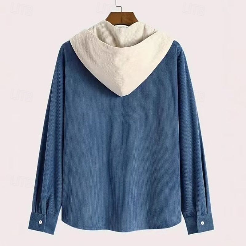 Herren Hemd Freizeithemd Cordhemd Knopfhemd Kapuzenhemd Blau Schwarz Grün Langarm Einfarbig Mit Kapuze Lässig Täglich Tasche Bekleidung Mode Modern Lässig 2025 - $24.99 –P5