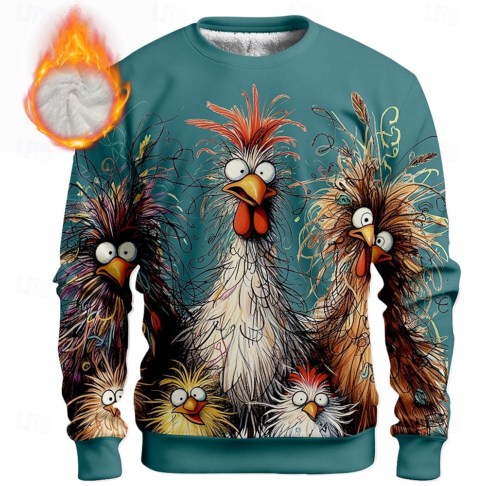 Ανδρικά Πετεινός Γκρινιάρης Φλις Πουλόβερ Καθημερινά Καθημερινό 3D Στρογγυλή Ψηλή Λαιμόκοψη Σπίτι Πάρτι Δώρο Streetwear Μπλε Απαλό Μπλε Λίμνης Μαύρο Λευκό Ρουμπίνι 3D εκτύπωση Φθινόπωρο Χειμώνας 2026 - $30.99 –P3