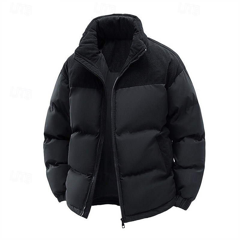 Pánské Zimní kabát Puffer bunda S vycpávkou Kapsy Kostka Polyester Venkovní Ležérní Denní Standardní Módní Šik ven Na běžné nošení Zahřívací Zima Barevné bloky Černá Trávová zelená Khaki Puffer Jacket 2026 - $51.99 –P14