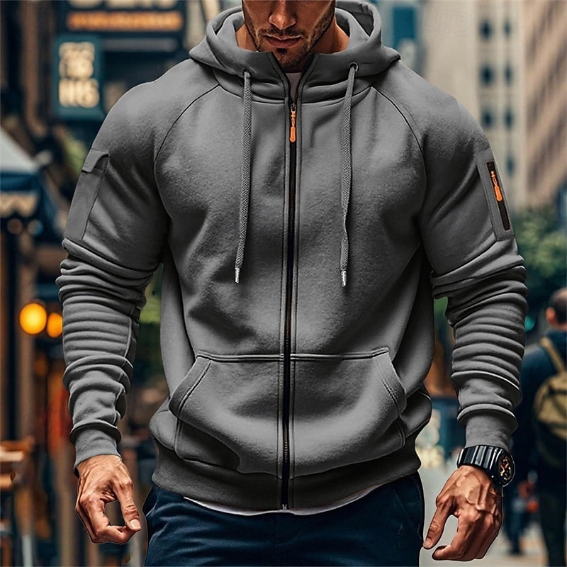 Homens Moletom Full Zip Hoodie Moletom com zíper Azul Preto Branco Verde Tropa Vinho Com Capuz Tecido Zip Up Bolsos Desportos e Ar livre Casual Diário Roupa de rua Designer Básico Primavera Outono de 2026 por $15.99 –P19