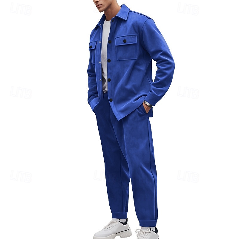 Bărbați Hanorca Trening Set de ținute Rever Zilnic În aer liber Sport Cordon Butonul sus Buzunar Simplu Bleumarin Poliester Îmbrăcăminte de Sport  Modă Șic Stradă Primăvară 2026 - $49.99 –P3