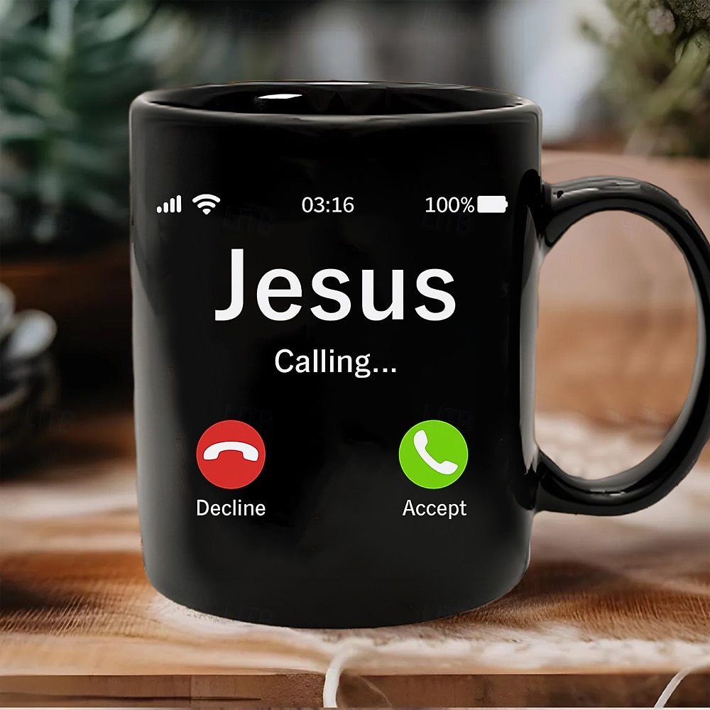 Rolig julklappsmugg Jesus kallar mugg kaffekopp meme present till män kvinnor tonåring trendig meme jultomtenmugg semesterfestpresent 2026 - $15.99 –P3