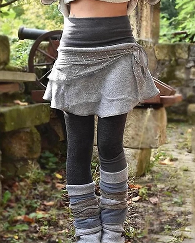 Damskie Getry Moda miejska Codzienny Pełna długość Średia talia Kolorowy blok Elastyczny pas Wielowarstwowy Wygodny Elastyczny Codzienny Na zewnątrz Urlop Szary Jesień Zima Luźna 2026 - $37.99 –P1