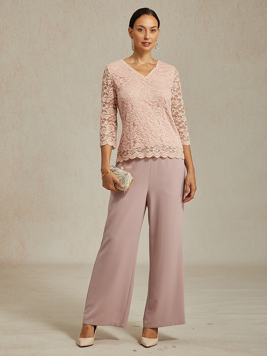 Women's Lace Shirt Blouse Lace Floral Elegant Long Sleeve V Neck Regular Tops Daily Wedding Guest Cute Outfits Pink Summer Spring Fall Winter 2026 - $35.99 –P12