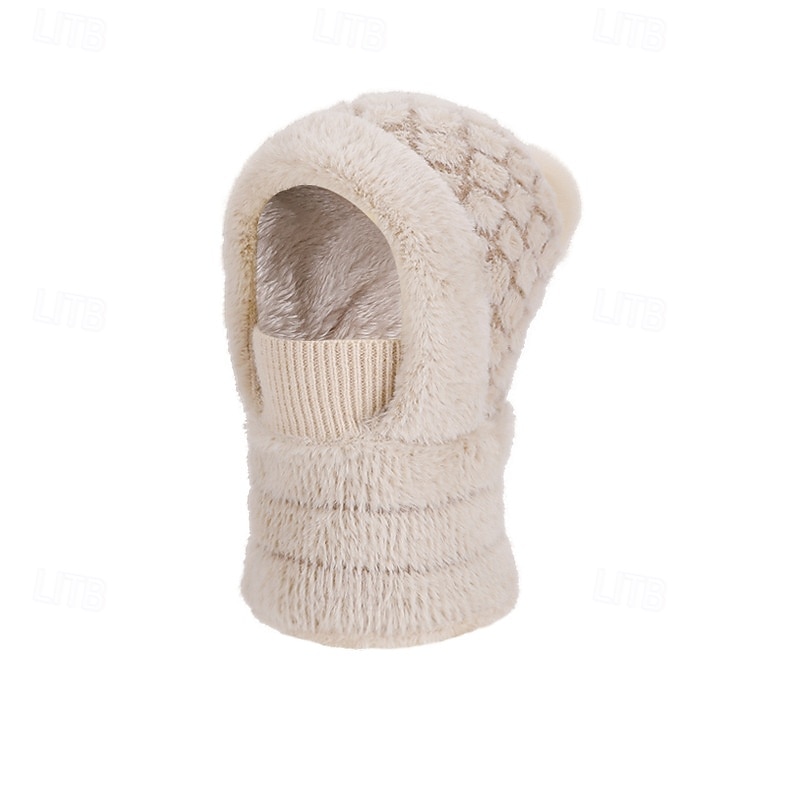 Czapka beanie 3 w 1, ocieplacz na szyję i osłona twarzy, zimowa, ciepła czapka beanie z maską na twarz i ocieplaczem na szyję dla kobiet, do jazdy na rowerze na świeżym powietrzu, jazdy na nartach, nauszniki z dzianiny, wygodna, pełna osłona głowy, zimna  2026 - $25.99 –P9