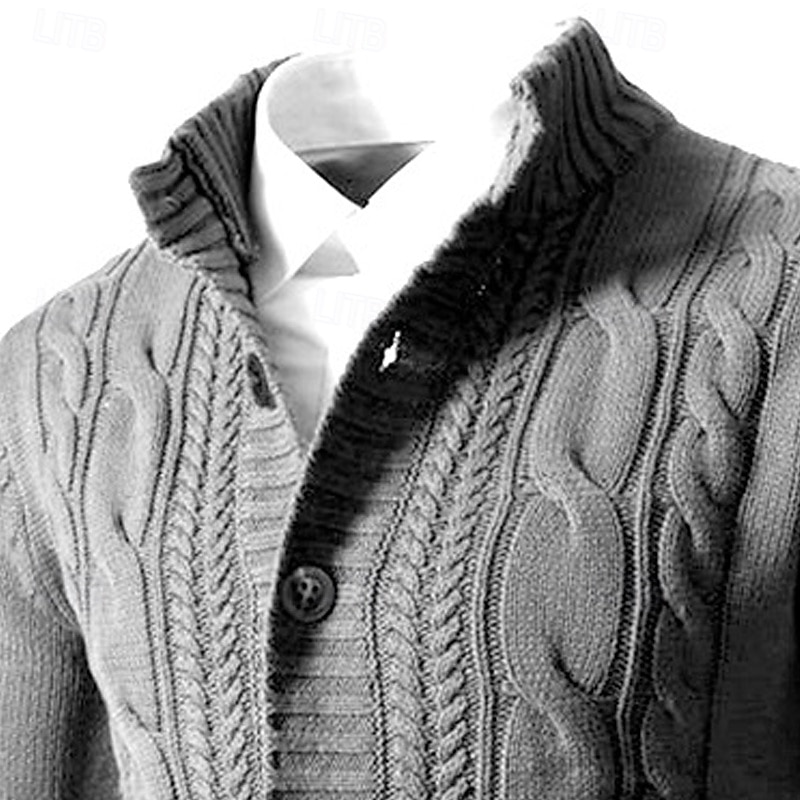 Per uomo Felpa Cardigan A Coste Treccia Maglia Top Regolari Lavorato a maglia Semplice Collo alla coreana Vacanza Moda Casuale Abbigliamento quotidiano Abbigliamento Autunno Inverno Blu Nero L XL 2XL del 2026 a $43.99 –P6