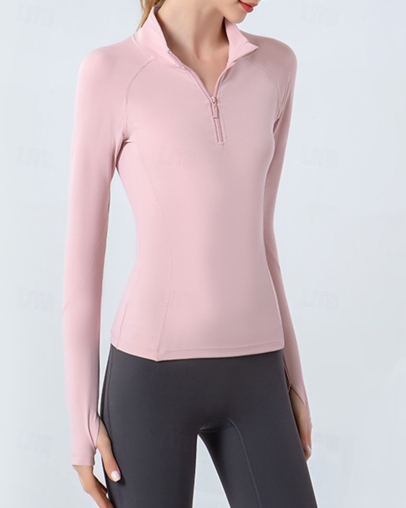 Women's Solid Colored Tennis Shirt Sport Top Stylish Quarter Zip Elastic Sweat-Wicking Breathable Golf Pickleball Yoga Stand Collar Top Winter Dark Pink Black Yellow Tennis Clothing 2026 - $25.99 –P6