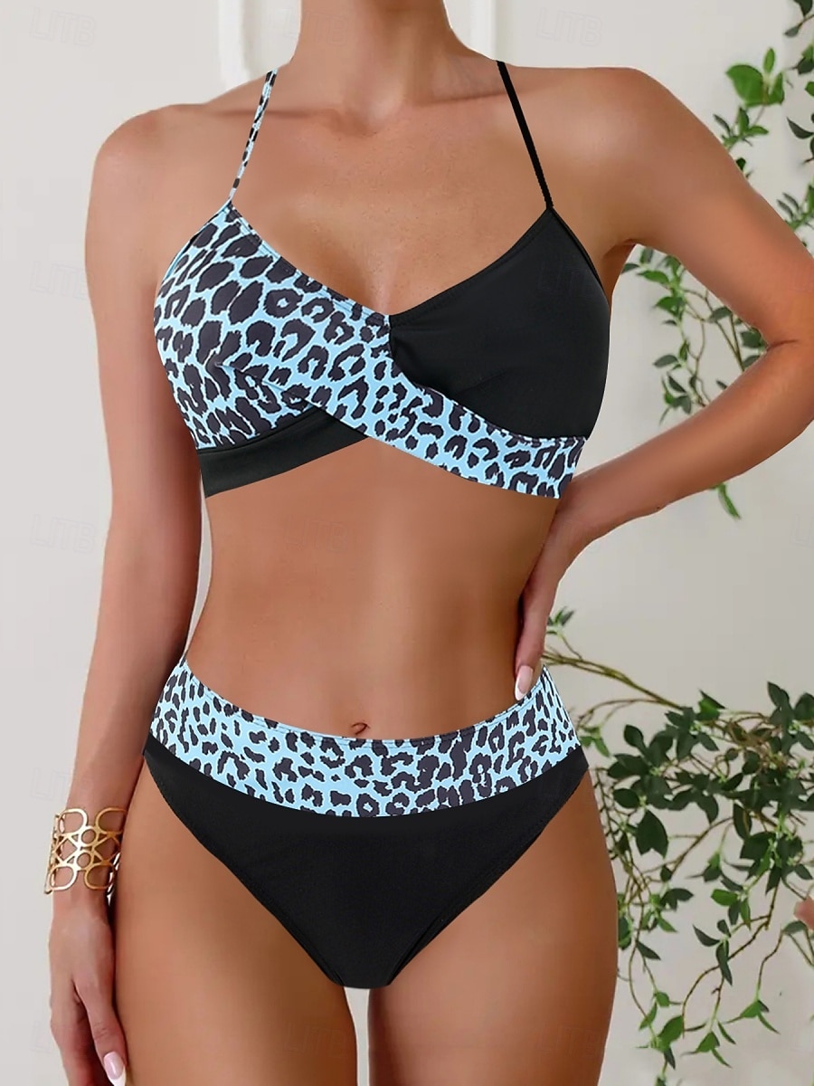 Kvinnors Tankini 2-delad baddräkt med fräck midjekontroll hög midja slank rygglös semester strandkläder halterneck ärmlös baddräkt 2026 - $19.99 –P2