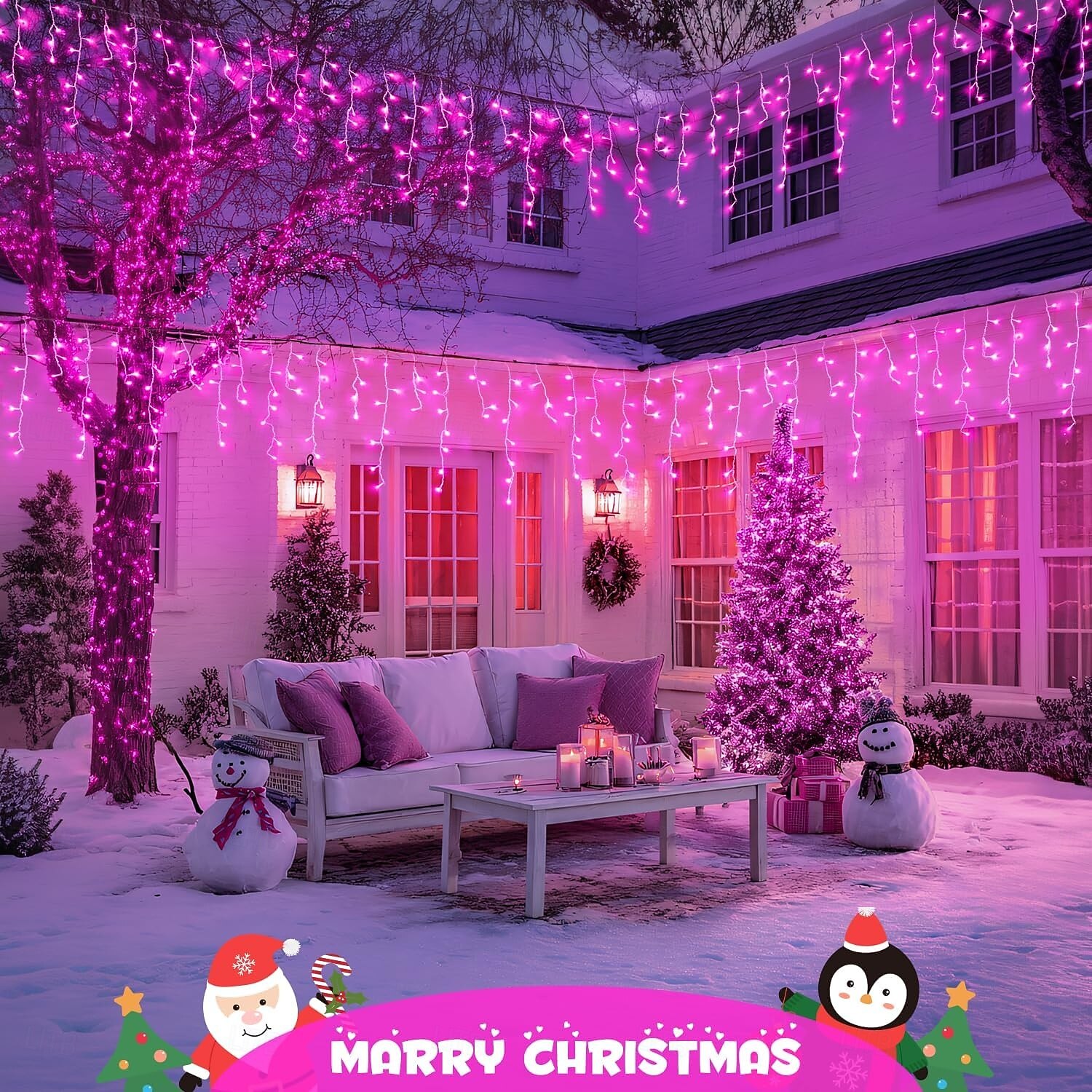 Рождественская сосулька, 33 фута, 400 светодиодов, 48 капель, 8 функций, таймер, дистанционное управление, прозрачный провод, подключаемые гирлянды, праздничные, свадебные, вечерние, декоративные огни, низкое напряжение, безопасная розетка 2025 - $31.99 –P15