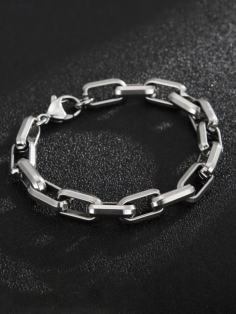 męska bransoletka łańcuszkowa ze stali tytanowej – stylowa, trwała, idealna do noszenia na co dzień i na oficjalne okazje, dostępna w kolorze złotym i srebrnym 2026 - $11.99 –P6