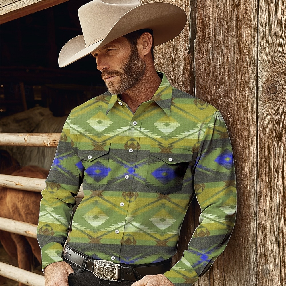 Per uomo Azteco Etnico Cultura indiana Camicia Camicia Western Camicia da cowboy Manica Lunga Vintage Retrò Casuale All'aperto Abbigliamento da lavoro Primavera Autunno Collo ripiegato Due tasche del 2026 a $27.99 –P2