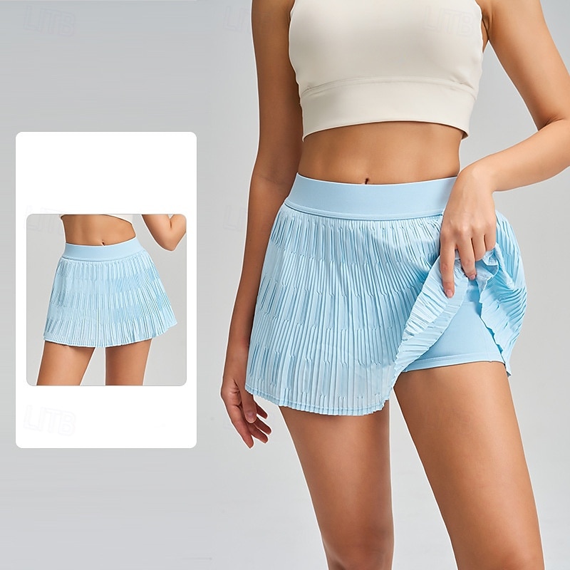 Dam Solid färg Avslappnad kjol Träningskjol Elastisk Svettavvisande Andningsfunktion Tennis Pickleball Yoga Underdelar Svart Vit Gul Tenniskläder 2026 - $25.99 –P6