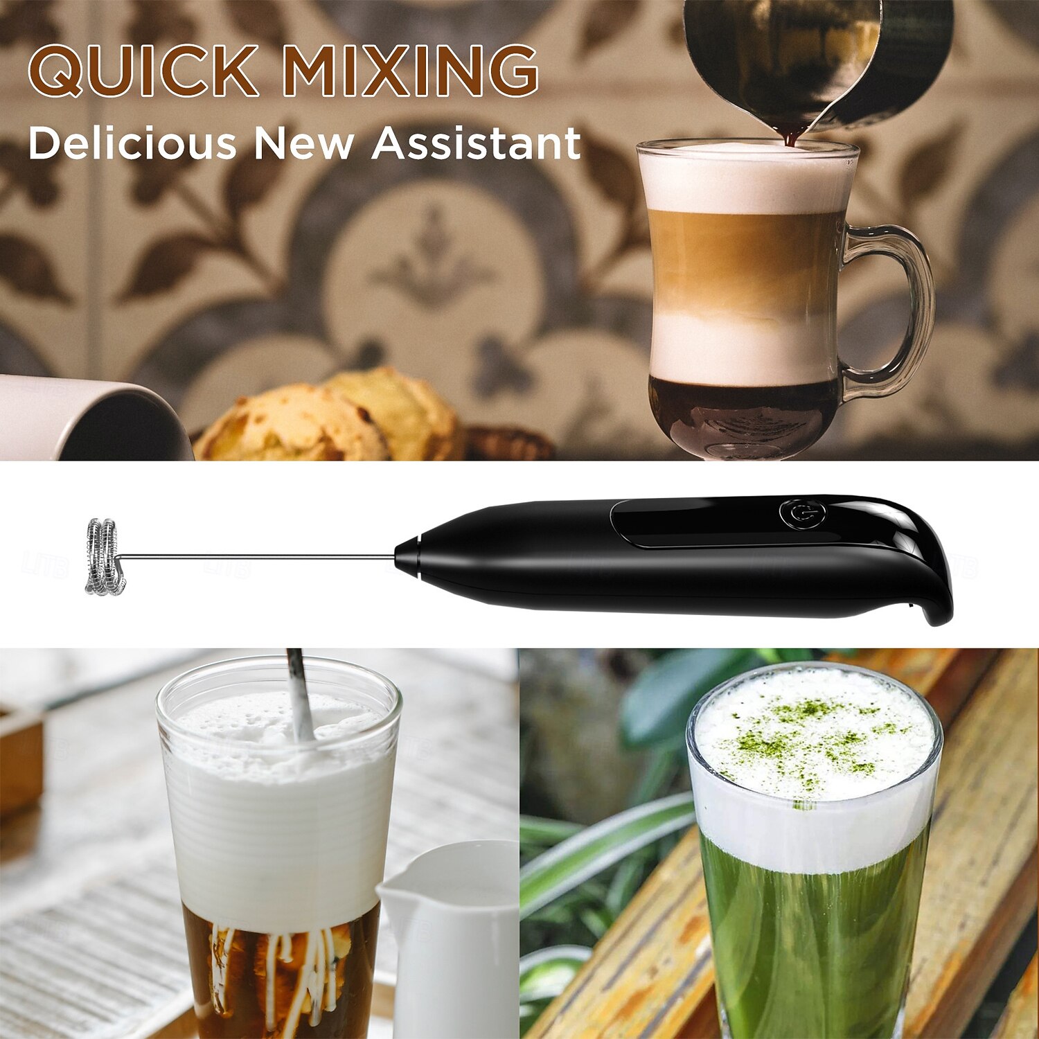 Electric Milk Frother Handheld Rechargeable 3 Heads 3 Speeds Portable Stainless Steel Drink Foam Mixer with LED Digital Display for Milk Coffee Lattes Cappuccino Matcha 2026 - $31.99 –P6