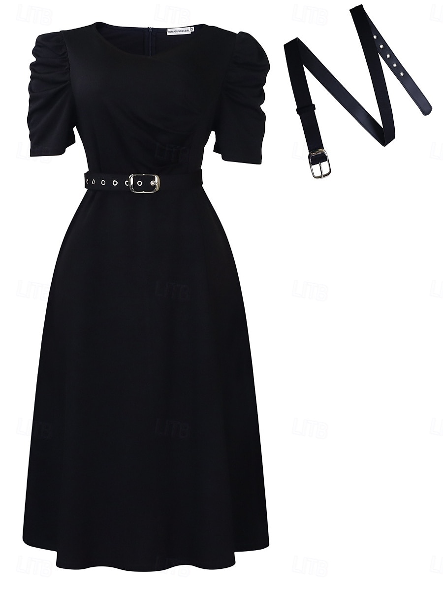 نسائي فستان ميدي فستان اسود فستان الحفلة أنيق موضة الحديث المكتب حفلة كوكتيل عادي سهل كم قصير V رقبة أزرق أسود أحمر أخضر الربيع الخريف الشتاء 2026 - $39.99 –P2