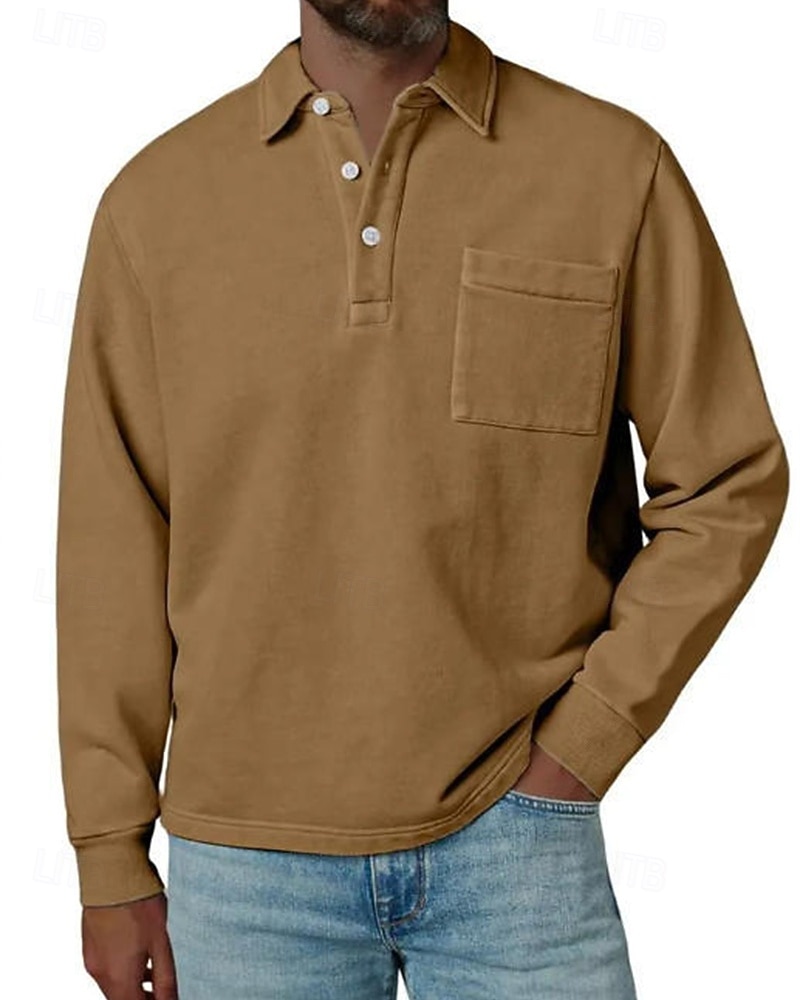 Per uomo Maglia da golf Polo da Golf Casuale Lavoro Bavero Manica Lunga Essenziale Moderno Semplice Bottoni Tasca Frontale Primavera Autunno Vestibilità regolare Blu Nero Blu marino Viola Marrone del 2026 a $31.99 –P10