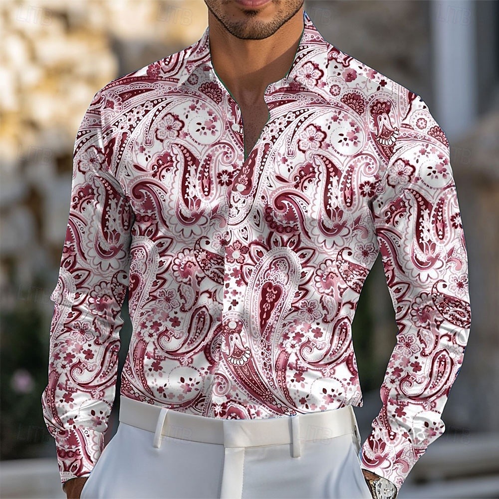 Bărbați Imprimeu Paisley Έθνικ Cămașă din satin Cămașă de Costum Camașă cu nasturi Manșon Lung Moda Casual Vacanță Zilnic Serată Vară Primăvară Toamnă Răsfrânt Cămăși cu guler Imprimare 3D Albastru 2026 - $33.99 –P5