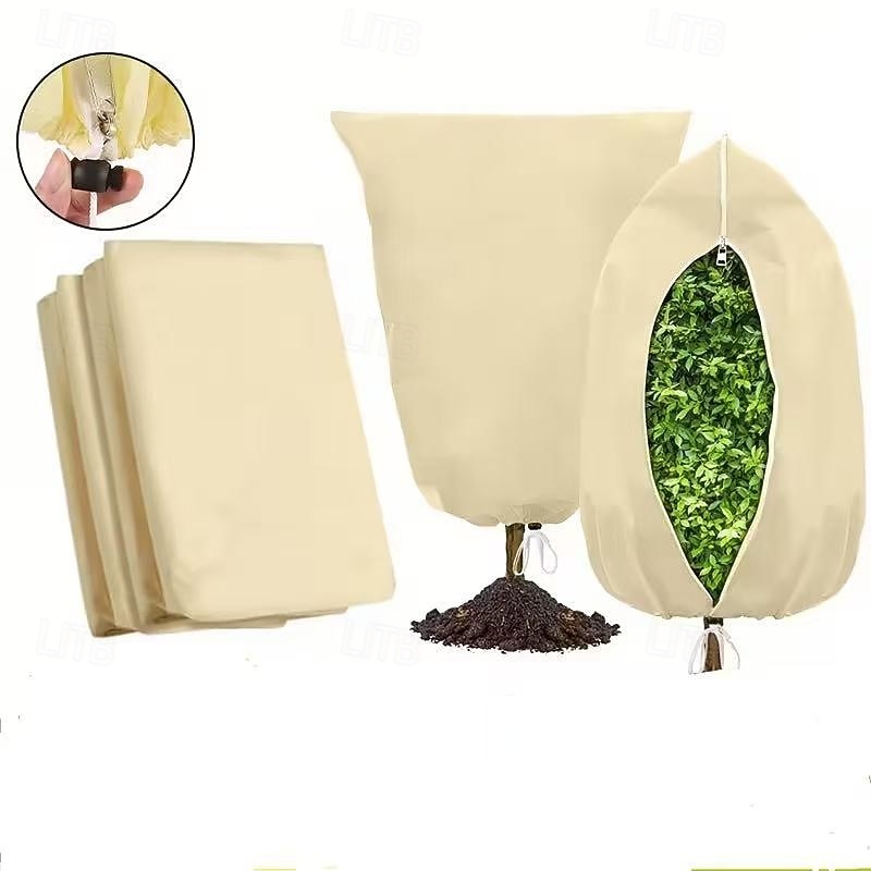 Conjunto de 3 capas protetoras para plantas contra geadas, grandes sacos verdes resistentes ao gelo com fecho de zíper e cordão, proteção de inverno para árvores e arbustos no jardim, ideais para de 2025 por $13.49 –P11