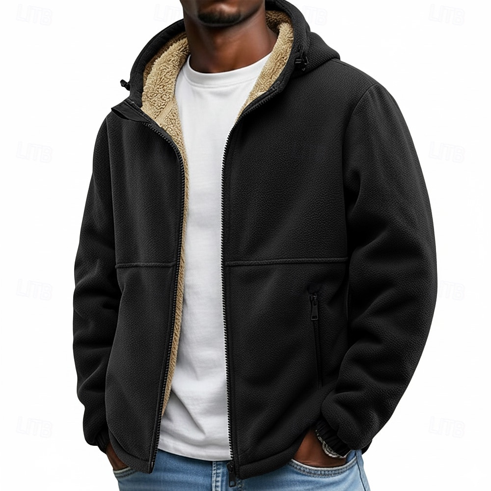 Homme Veste d'Extérieur Veste en Polaire Veste à Capuche Formel Maison À capuche Toison Automne Hiver Couleur Unie Actif Quotidien À capuche Régulier Noir bleu marine Marron Vert Veste de 2026 ? $45.99 –P5