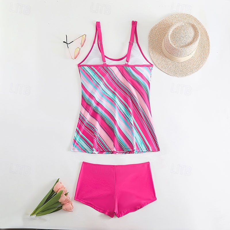 Γυναικεία Μαγιό 2 κομμάτι Σορτσάκια Μαγιό Εξώπλατο Διακοπές Ρούχα παραλίας Ριγέ Στρογγυλή Λαιμόκοψη Αμάνικο Μαγιό 2026 - $28.99 –P4