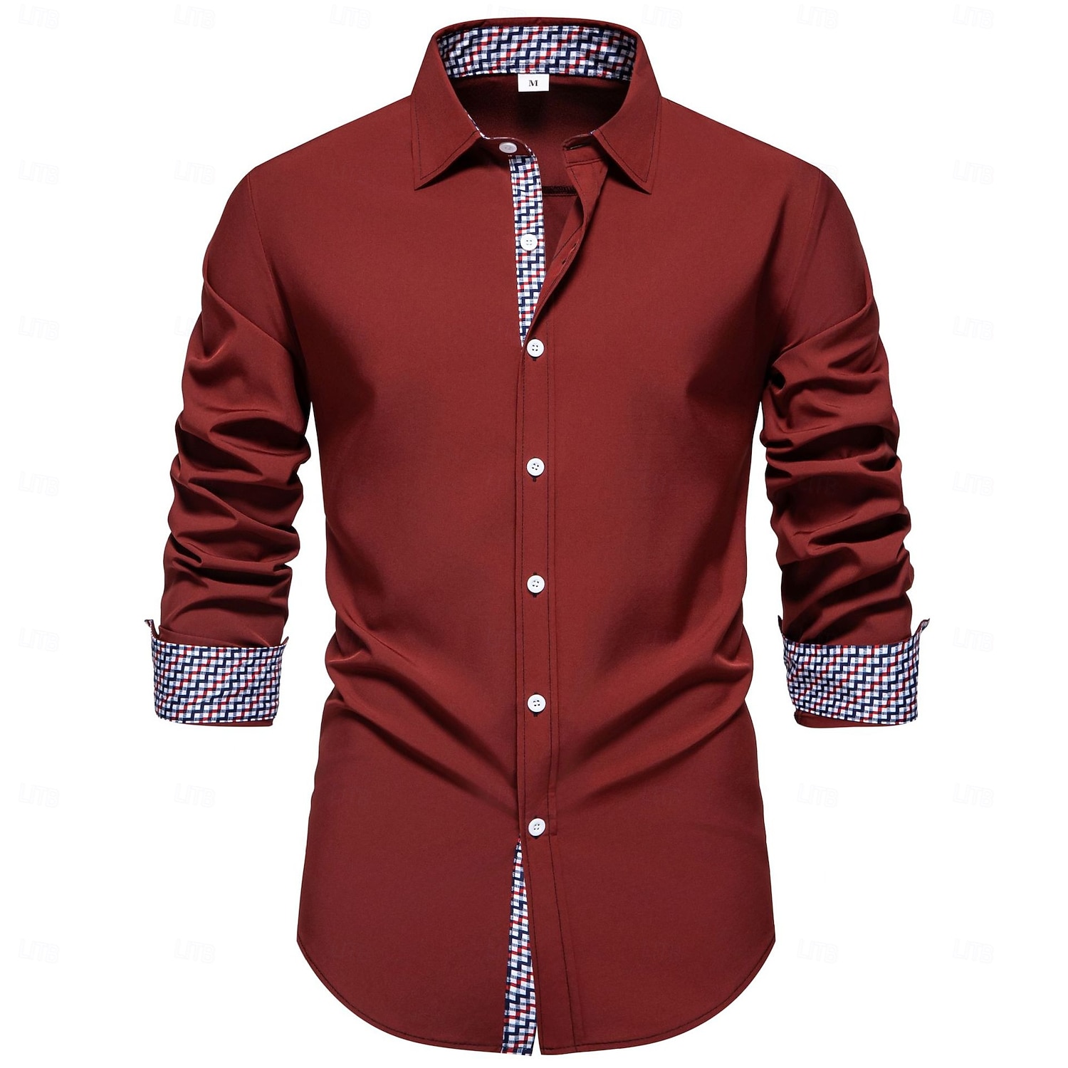 Men's Shirt Dress Shirt Casual Shirt Button Up Shirt Plain Formal Wedding Blue White Red Long Sleeve Lapel Summer Spring Clothing Apparel Patchwork 2026 - $26.99 –P4