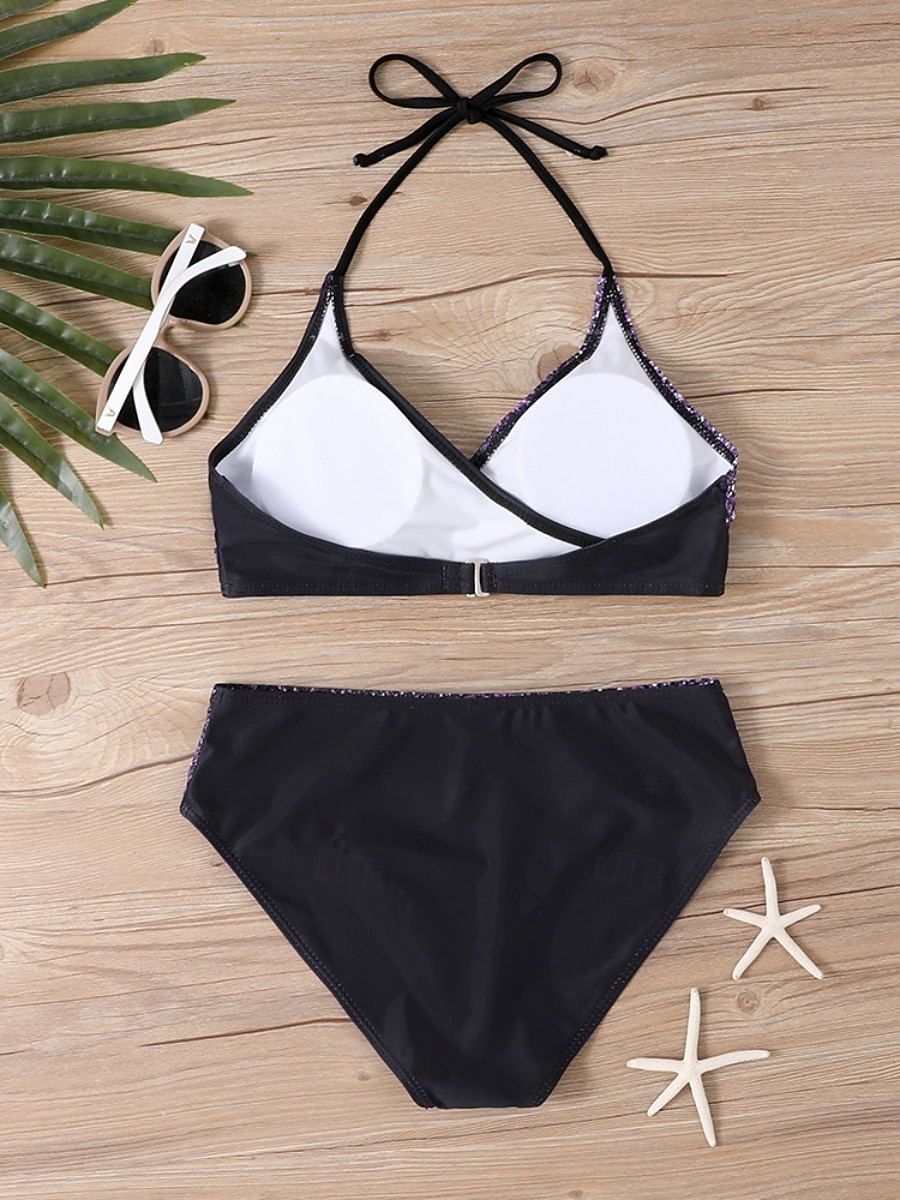 Kvinnors Tankini 2-delad baddräkt med fräck midjekontroll hög midja slank rygglös semester strandkläder halterneck ärmlös baddräkt 2026 - $19.99 –P13