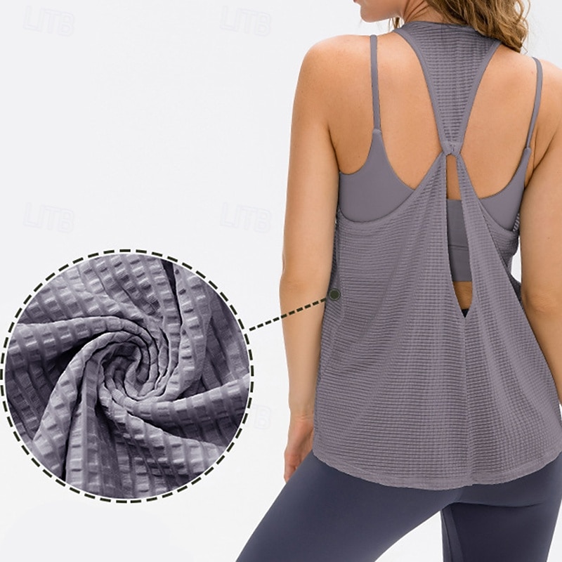 Femmes Couleur Unie Débardeur Tee Shirt Fitness Ample Élastique Évacuation de la transpiration Respirant Tennis Pickleball Yoga Col ras du cou Top Noir Bleu Violet Vêtements de tennis de 2026 ? $20.99 –P1