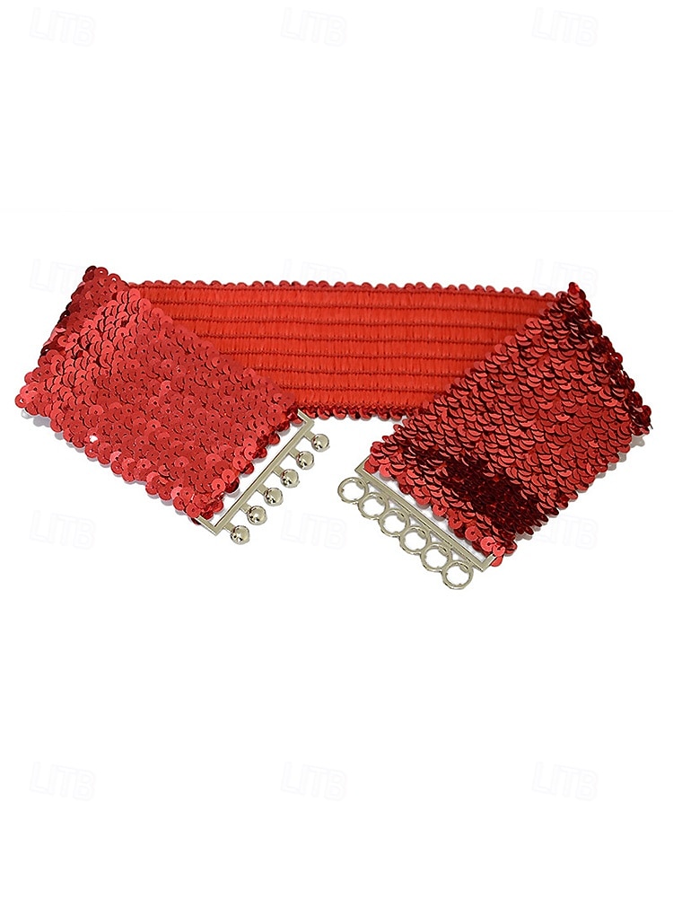 Γυναικεία χριστουγεννιάτικη ζώνη με γκλίτερ και ελαστικές πούλιες, ελαστική και άνετη, διαθέσιμη σε πολλά χρώματα – τέλειο αξεσουάρ για τις γιορτές 2026 - $11.99 –P8