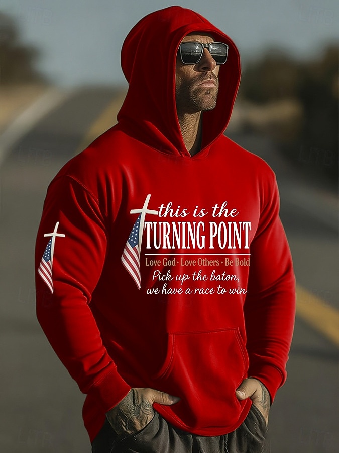 Herren Kreuz Amerikanische Flagge Kapuzensweatshirt Pullover-Hoodie Lässiger Hoodie Pullover Mode Täglich Urlaub Lässig Vintage-Retro Mit Kapuze Urlaub Streetwear Festival Blau Schwarz Weiß Rote Grün 2026 - $27.99 –P2