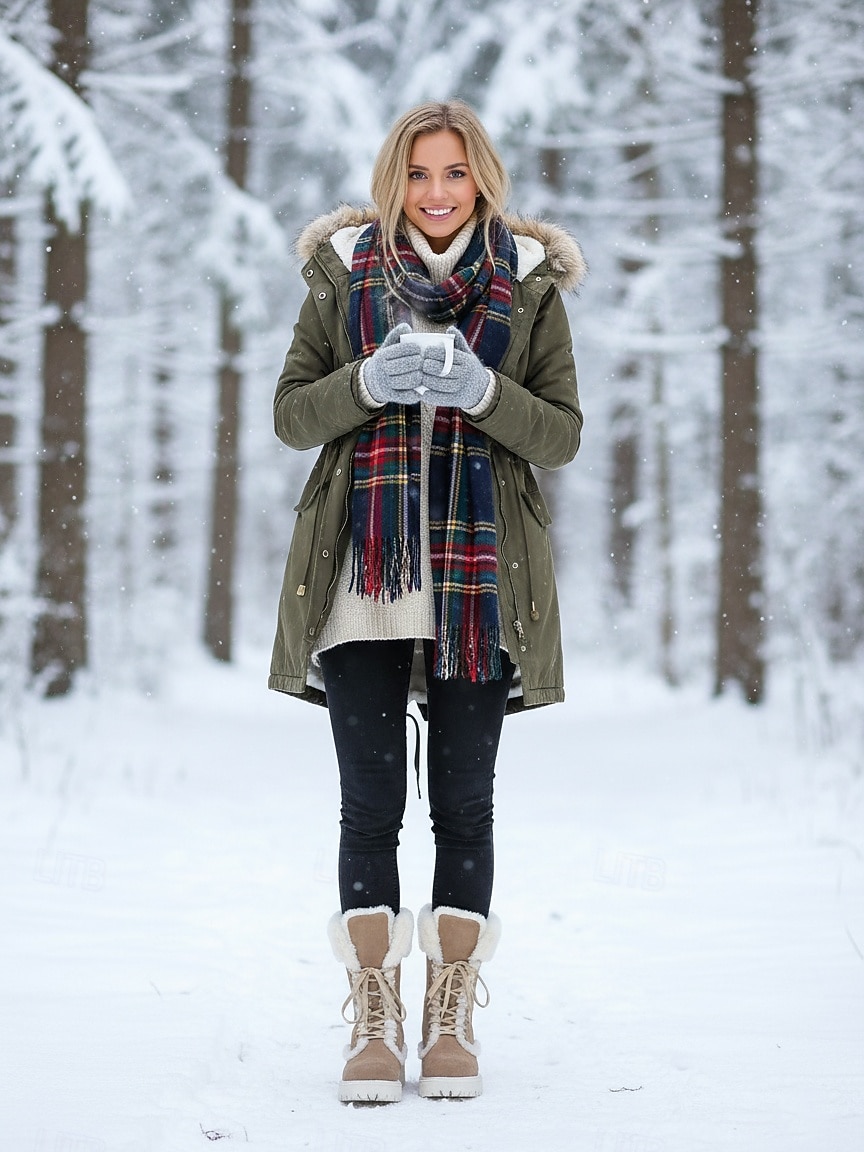 Bottes d'hiver à lacets doublées de fausse fourrure pour femmes - bottes de neige chaudes en daim avec semelle antidérapante pour temps froid et activités de plein air de 2026 ? $42.99 –P9