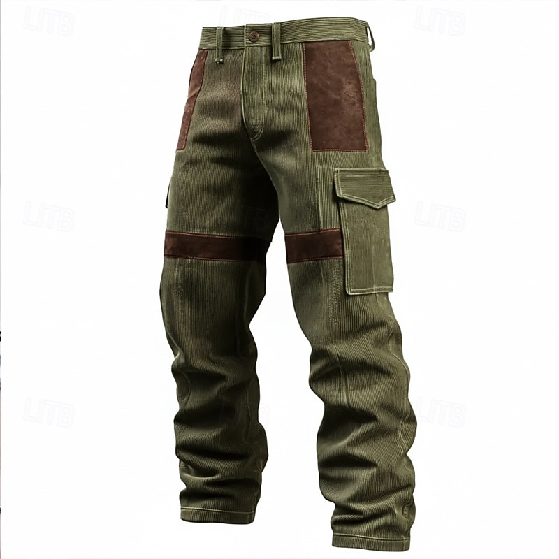 Homme Pantalons Cargo Pantalon cargo Pantalon en velours côtelé Pantalons de Travail Pantalon en daim Patchwork Multi-poches Jambe Droite Uni Évacuation de l'Humidité Respirant Longueur complète de 2025 ? $29.99 –P4