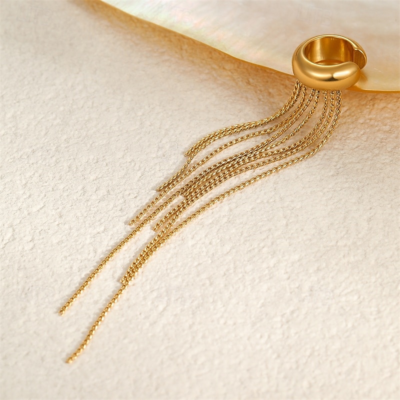 1PC Ear Cuff Ear Clips For Women's Street Date Beach Stainless Steel Tassel Fringe 2026 - $17.99 –P2