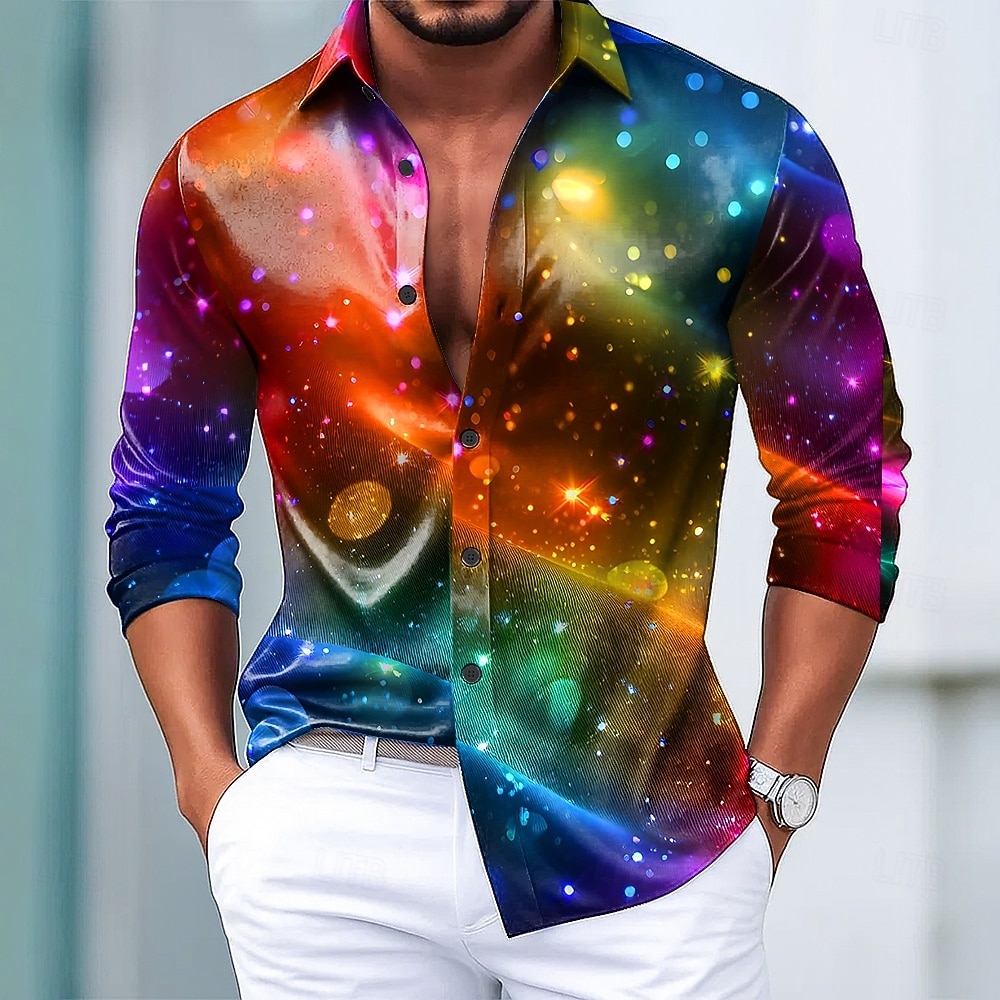 Natale Per uomo Glitter scintillanti Buon anno Luci natalizie Camicia Camicia in raso Camicia elegante Manica Lunga Moda Casual Feste Ferie Estate Primavera Autunno Collo ripiegato Stampa 3D Camicie del 2026 a $29.99 –P2