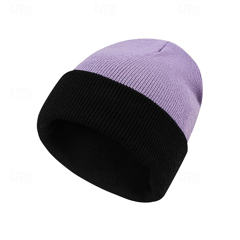 Herre Unisex Beanie lue Vinterhatter Luer Vinterlue Vinter luehatt Svart Hvit Akryl Fiber Strikket Koselig Dagligdagstøy Ensfarget / vanlig farge Varm 2026 - $6.99 –P8